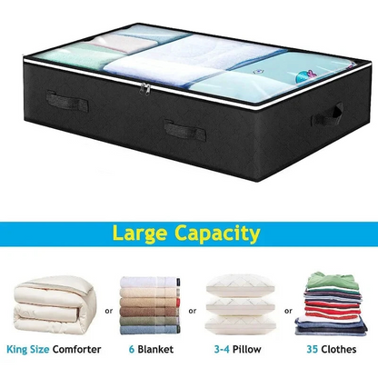 Under Bed Quilt Storage Bag - Foldable with 4 Handles