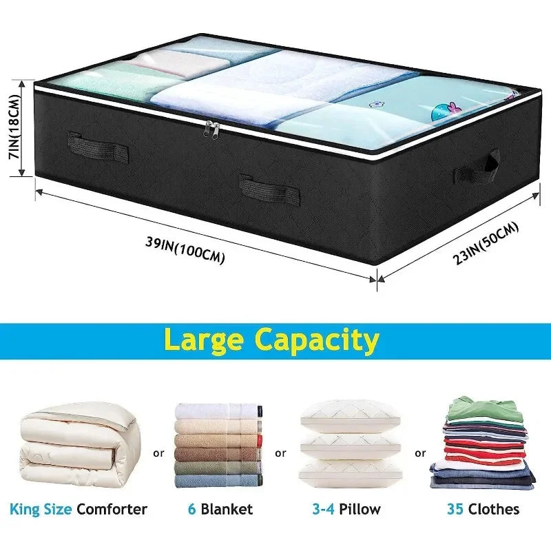 Under Bed Quilt Storage Bag - Foldable with 4 Handles